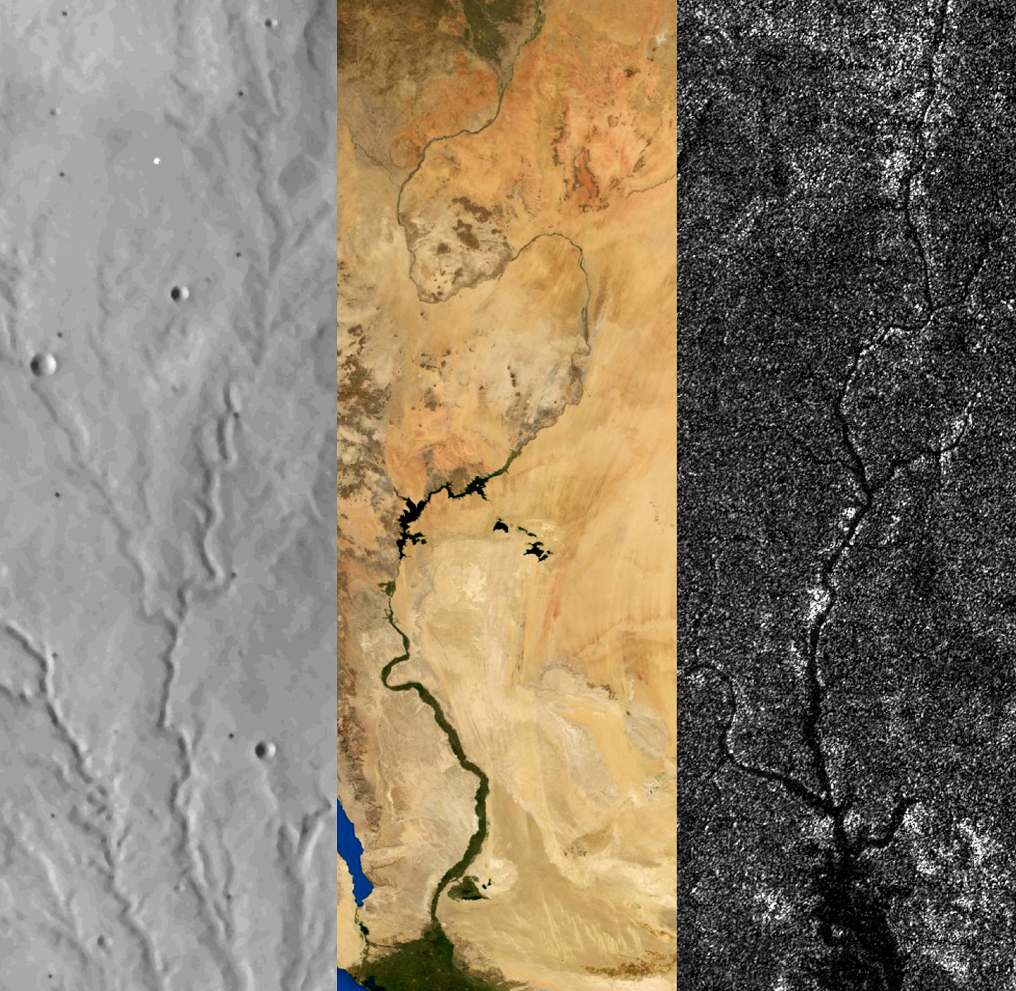 rivers on Mars, Earth and Titan