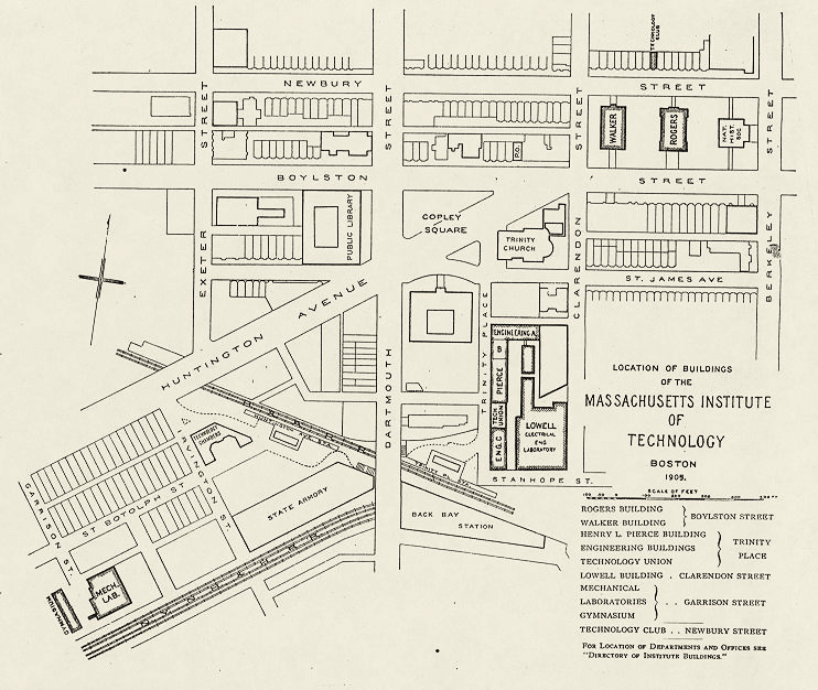 map of MIT campus in 1905