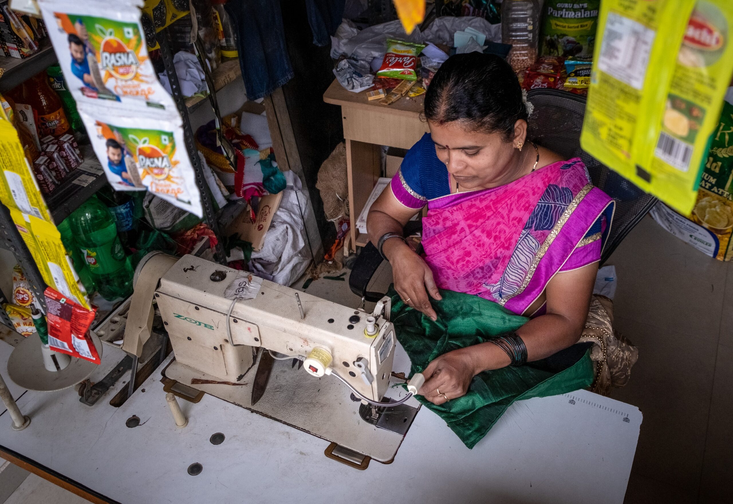 Shankaramma at her sewing machine