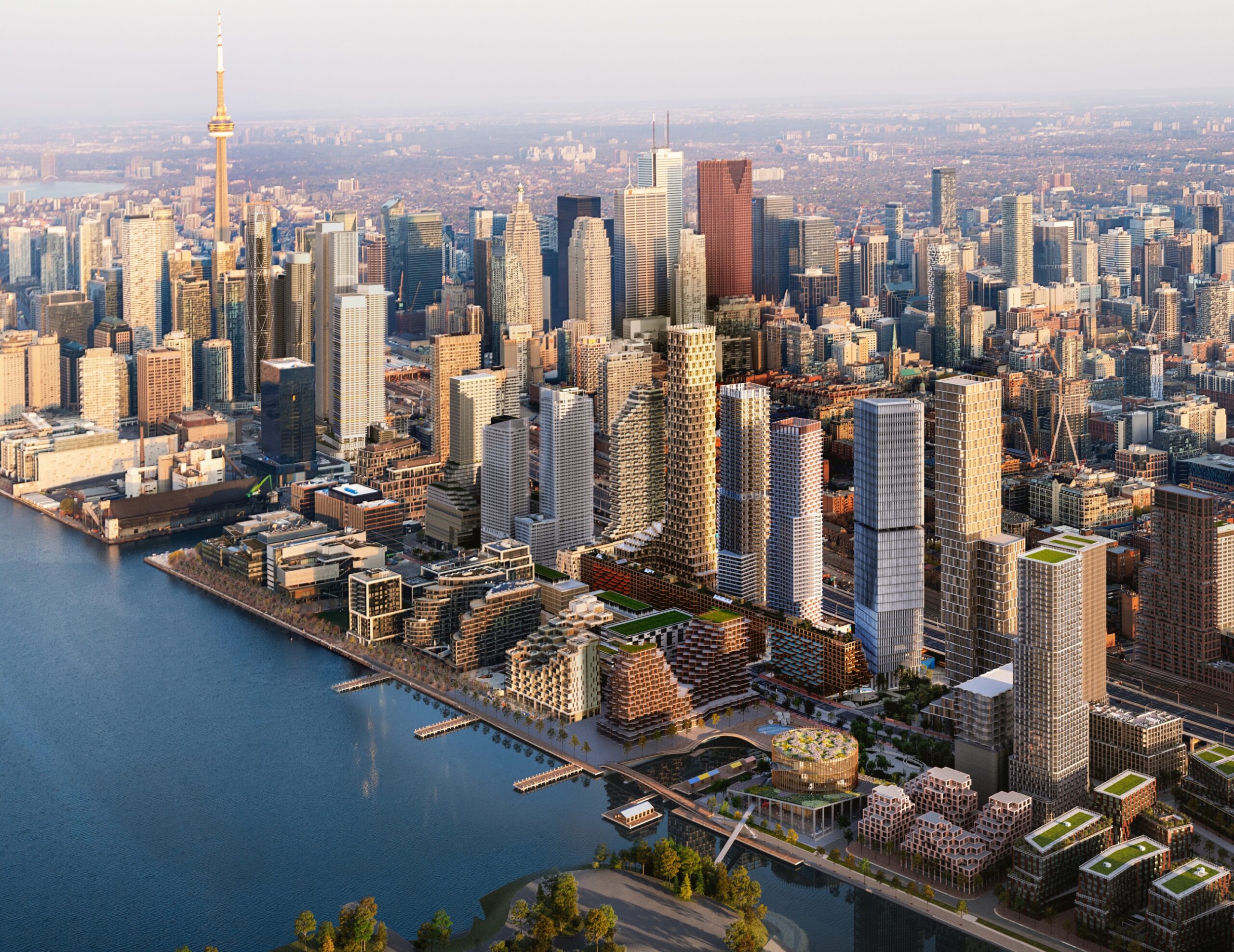aerial rendering of proposed Toronto waterfront