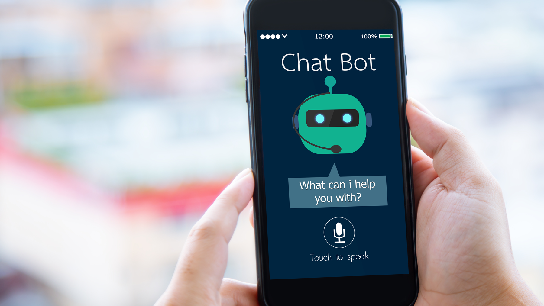 smartphone with a chatbot app open