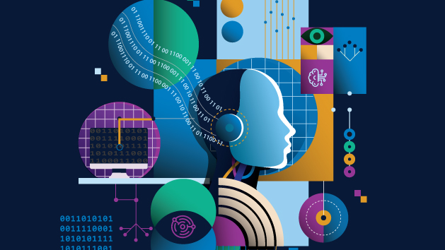 report cover design depicting tech and AI graphics as representative art