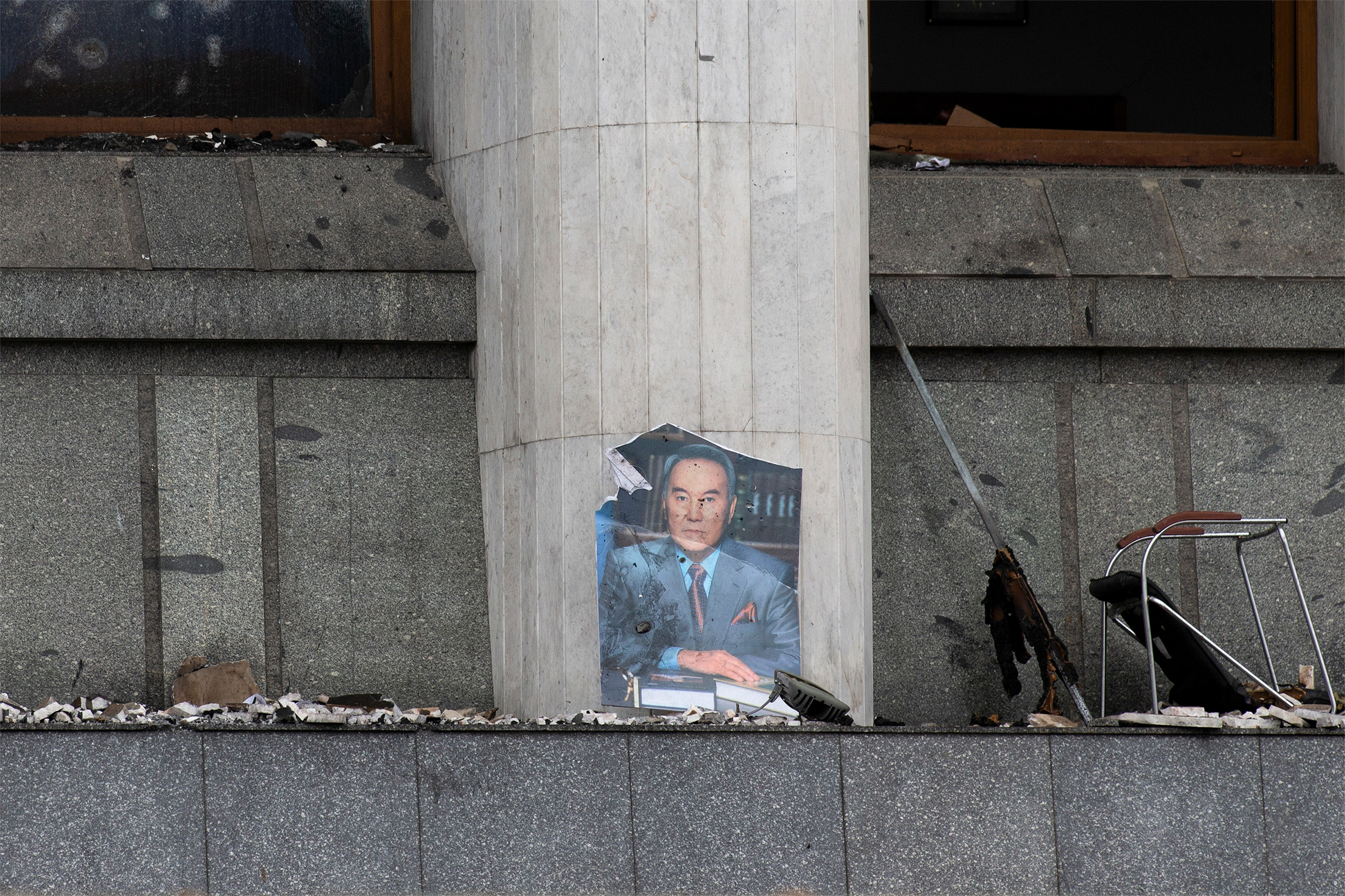 portrait of Nursultan Nazarbayev outside city hall