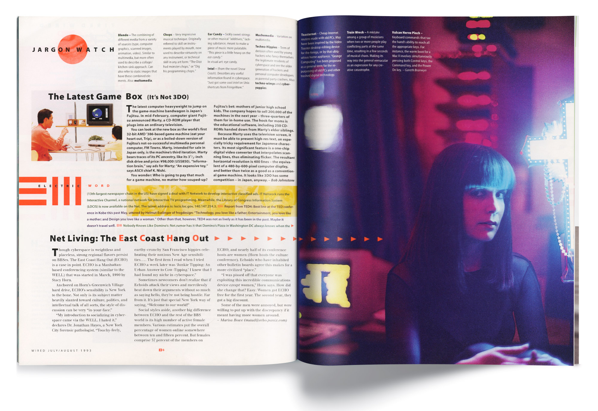 Wired magazine spread with a fill page photo of  Horn