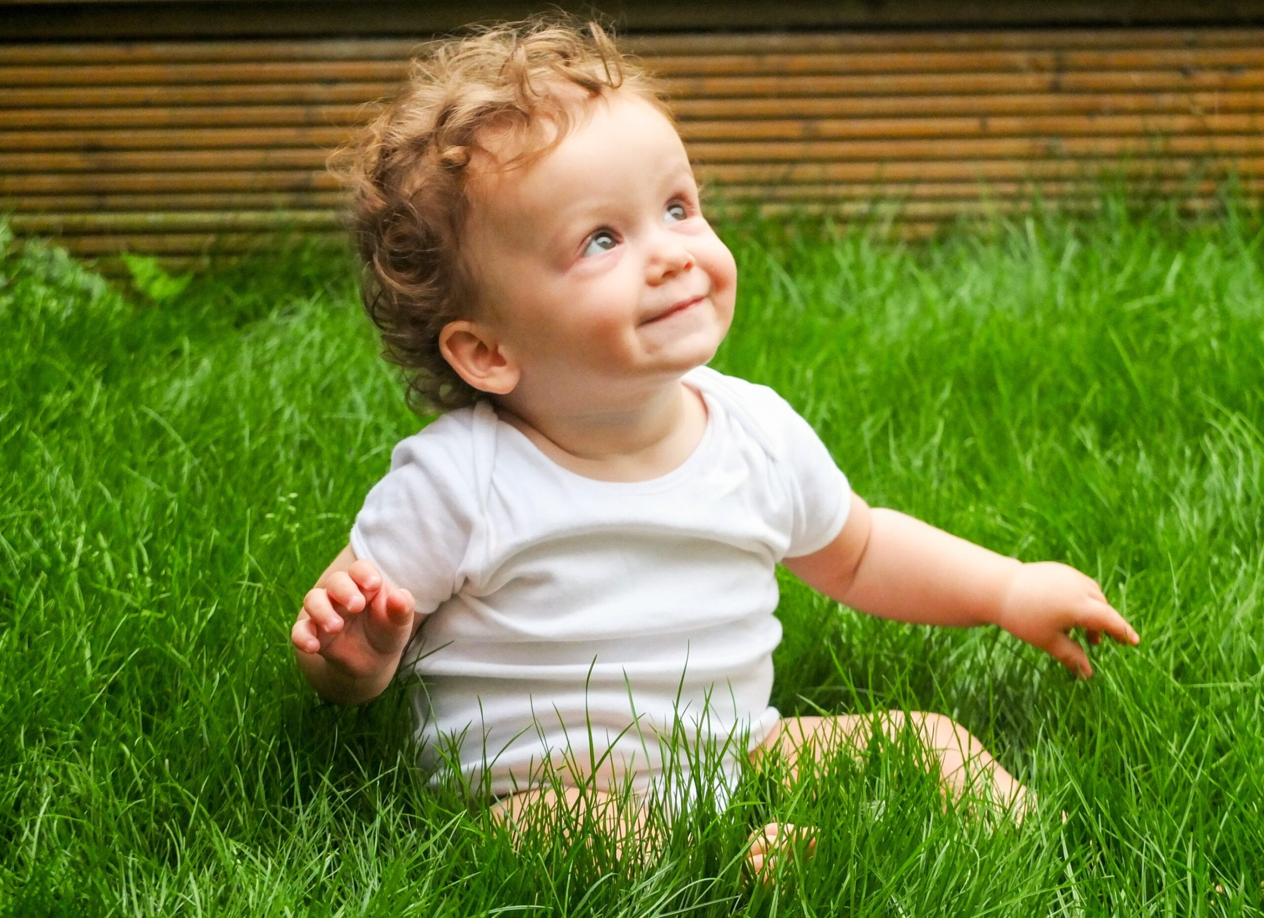 baby sitting in grass